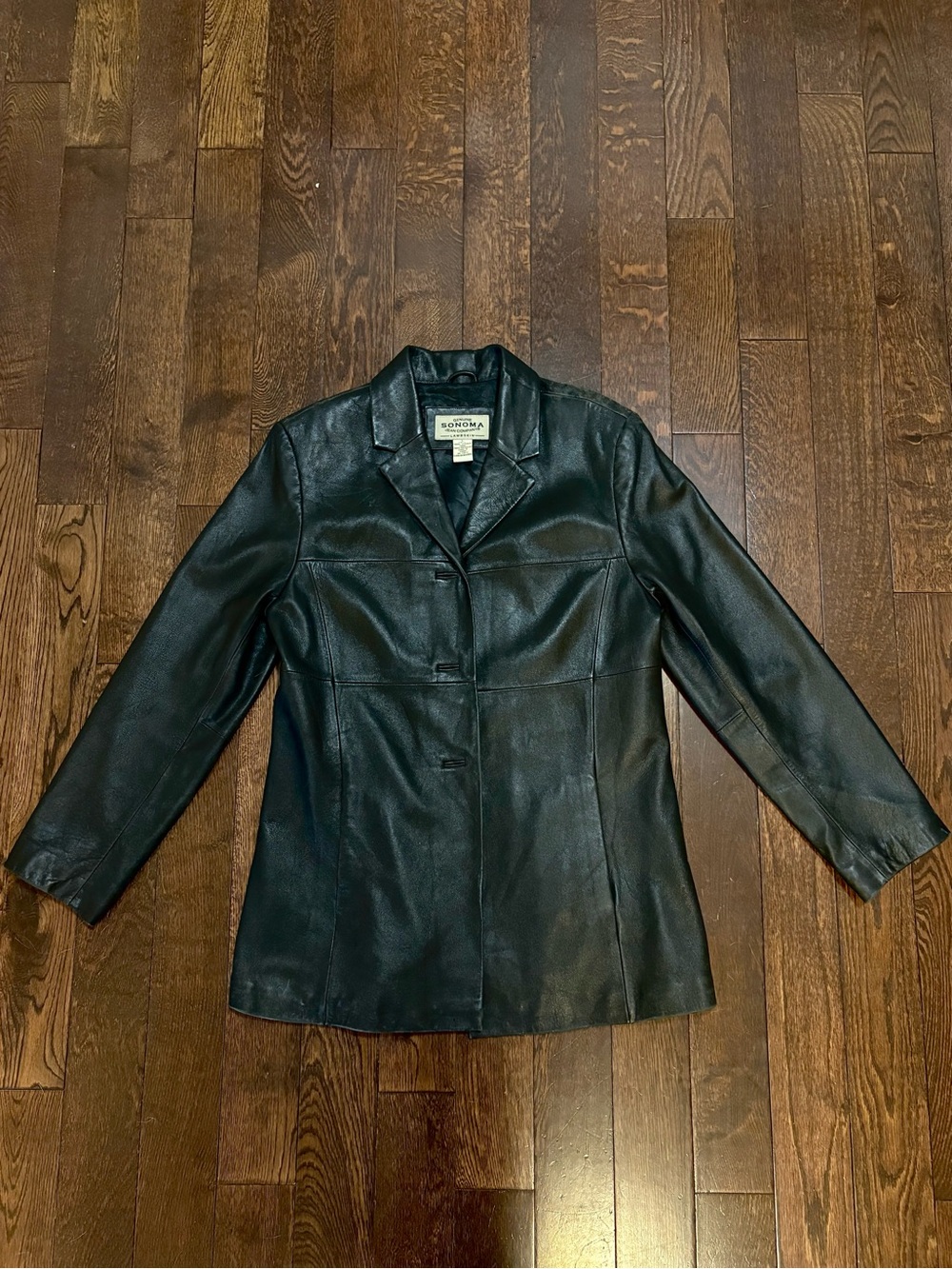 SONOMA Women’s Black Leather Blazer Jacket